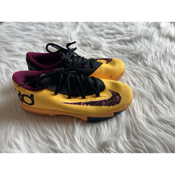 Nike KD Peanut Butter Jelly Kids Size 5Y Purple Yellow Orange 599477-801 FLAWS - Picture 1 of 7